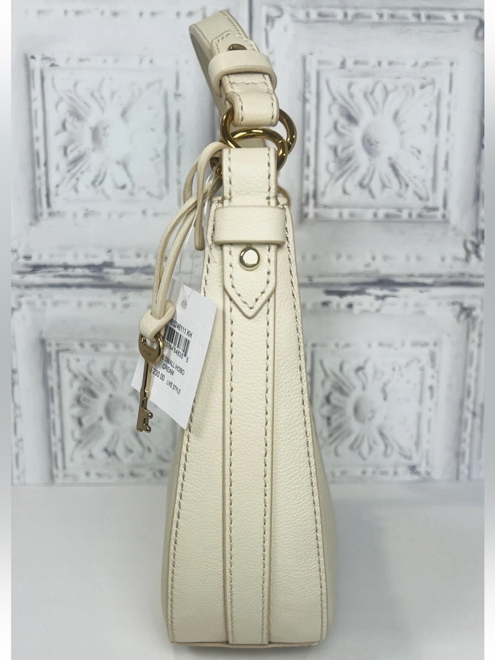 NWT Fossil Shae Leather Crescent Shoulder | Arm | Cross-Body Bag Cream - Picture 9 of 16